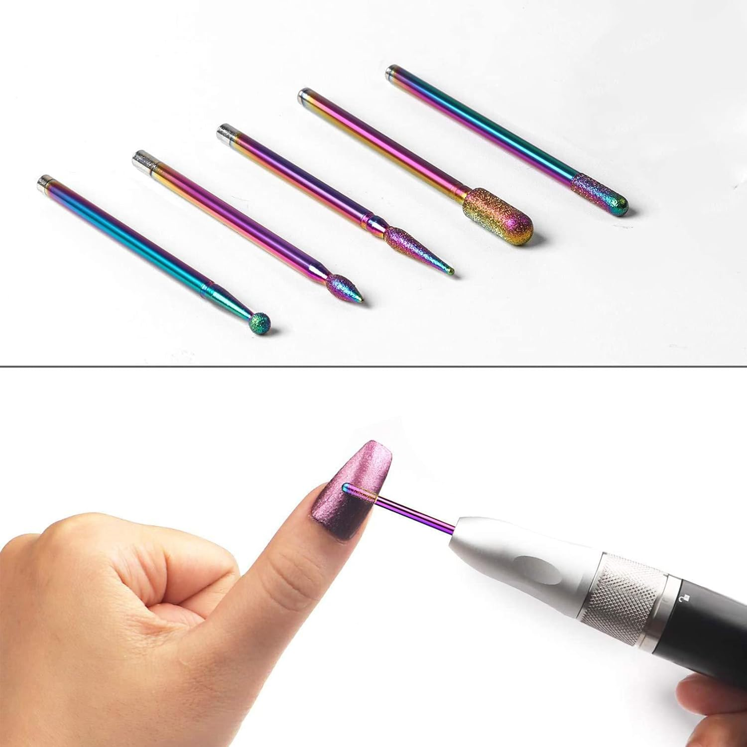 Homeet Pack of 30 Nail Cutter Bits Colourful Diamond Professional Nail Cutter Attachments Removal Gel Acrylic Cuticle Tungsten Carbide Nail Drill for Manicure Pedicure image number 3