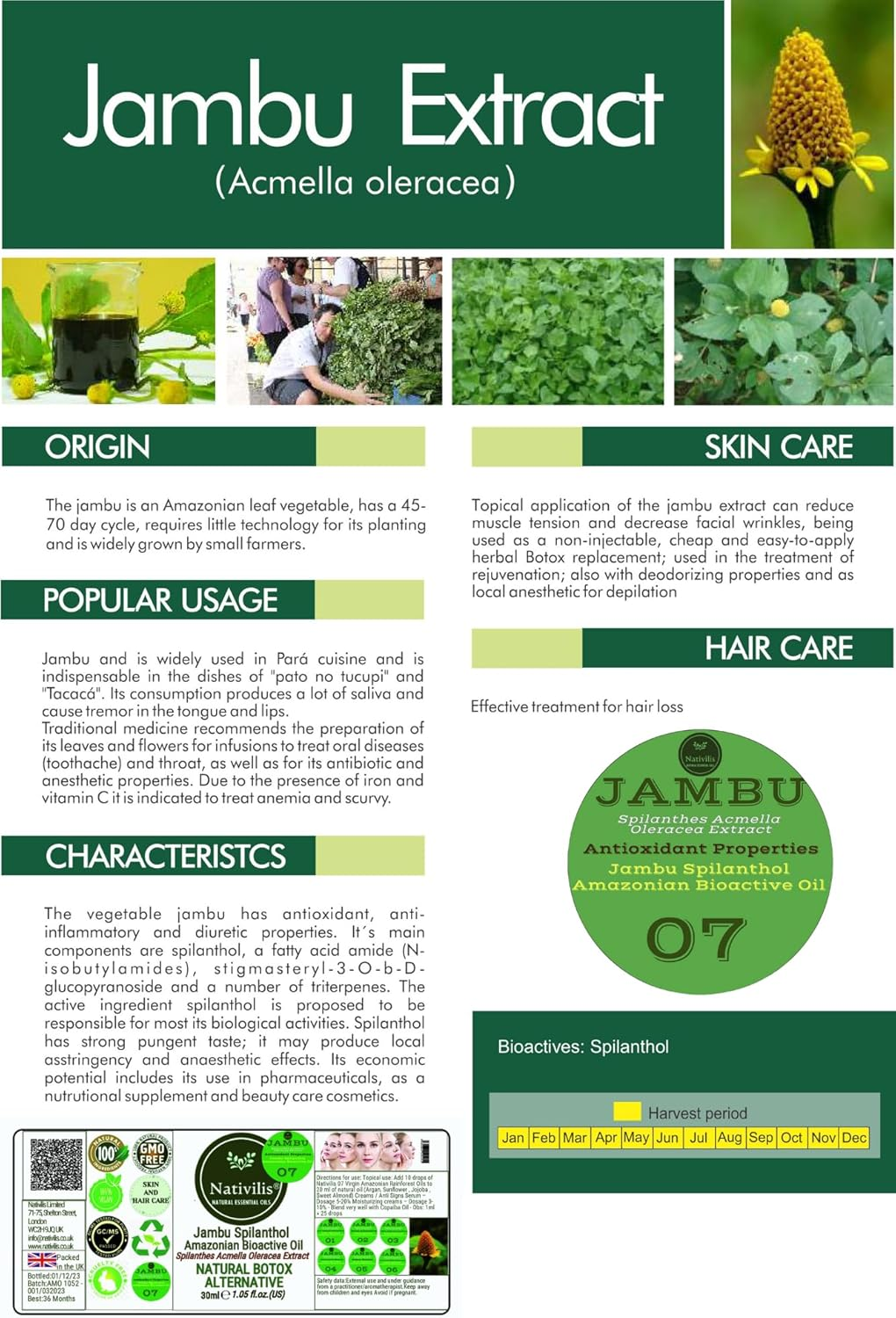 Nativilis Jambu Spilanthol Amazonian Bioactive Oil, 1.05 Fl Oz, Natural Botox Alternative image number 5