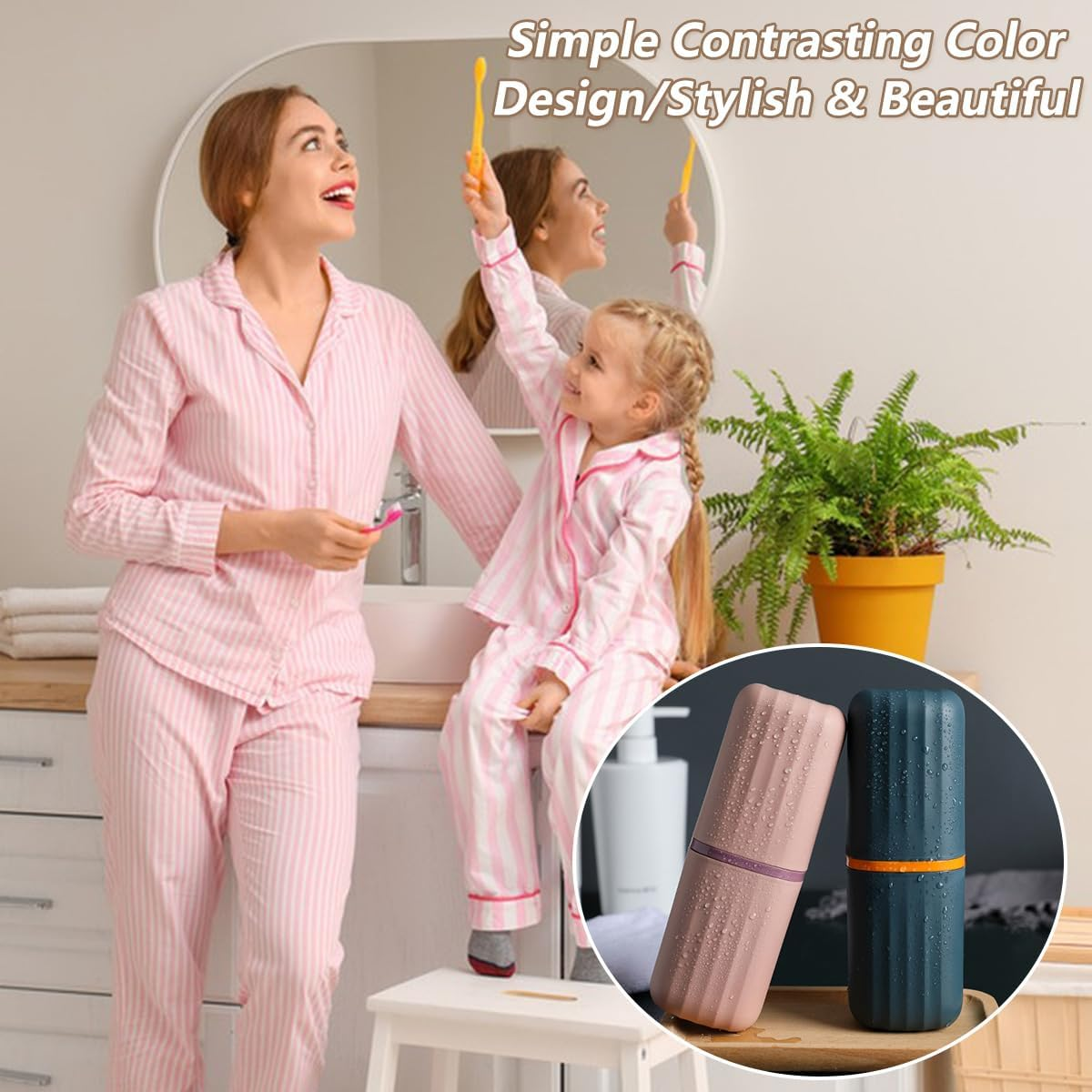 2 Pack Travel Toothbrush Case, Toothbrush Holders with Cover, Portable Toothbrush Cup Cover, Travel Toothbrush and Toothpaste Case Set Organizer for Traveling image number 5