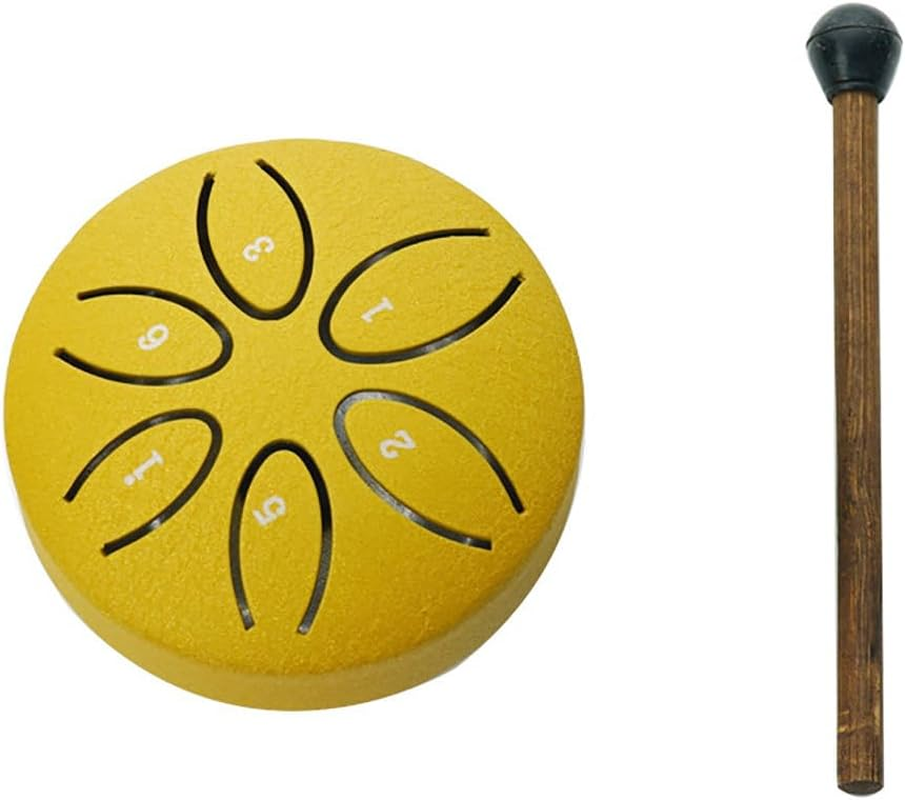 AIMALL Mini Ethereal Drum, 3-Inch 6-Tone Steel Tongue Drum, Portable Percussion Instrument for Meditation, Yoga and Sound Therapy, Colourful and Easy-To-Play for All Ages