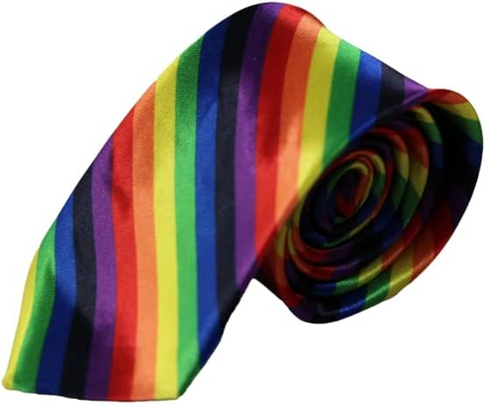 Mens Multicoloured Rainbow Striped Lgbt Pride 5Cm Skinny Neck Tie Red, Purple, Navy, Royal Blue, Green, Yellow, Orange Patterned Skinny Ties image number 1