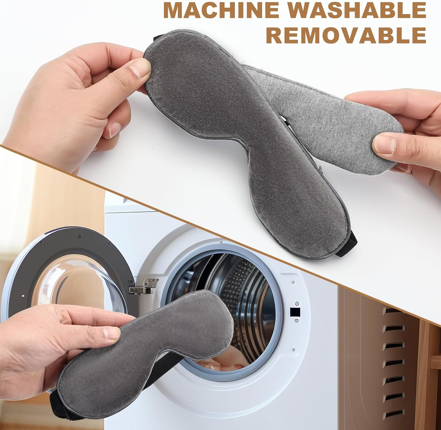 Aroma Season Heated Eye Mask, Warm Eye Compress, 4 Heat Levels USB Eye Mask Heated, Washable Gifts for Family and Friends, Travel(Gray) image number 6