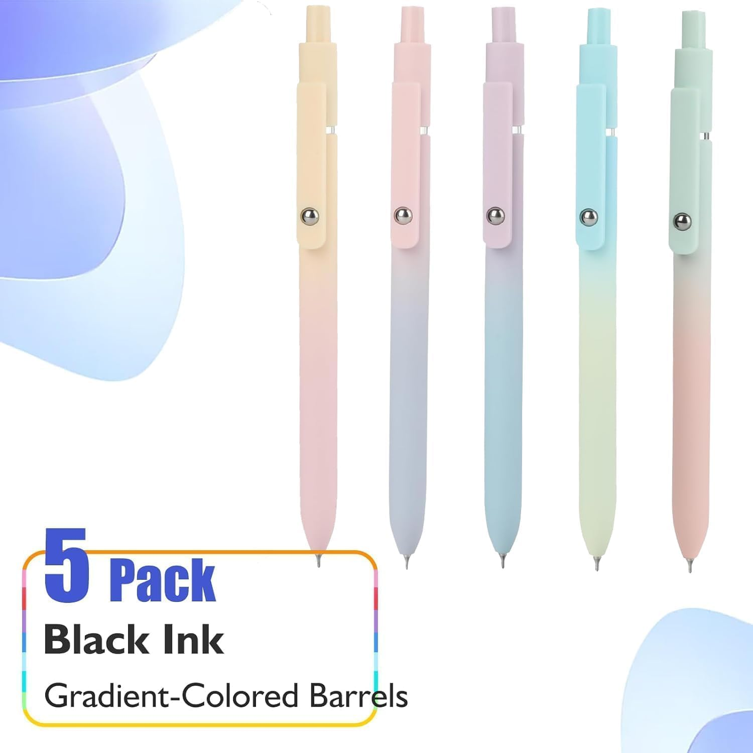 5 Pcs Gel Pens,Quick Dry Black Ink,0.5Mm Fine Point Smooth Writing Pens,Multicolor Ballpoint for Journaling, Drawing, Doodling, and Note Taking (Gradient-5P) image number 1