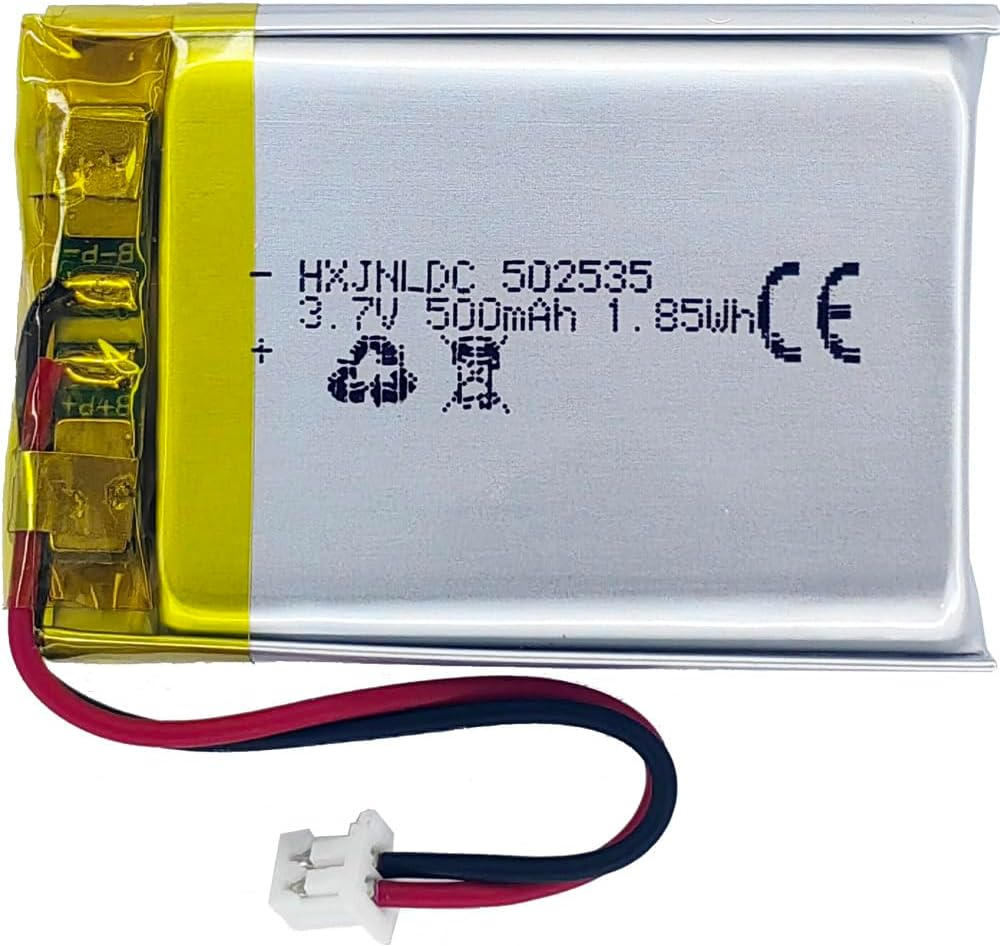 DC 3.7V 500Mah 502535 Rechargeable Lithium Polymer Battery, Suitable for DIY 3.7-5V Electronic Products with Built-In 2-Wire Battery Replacement and LED Lights image number 1