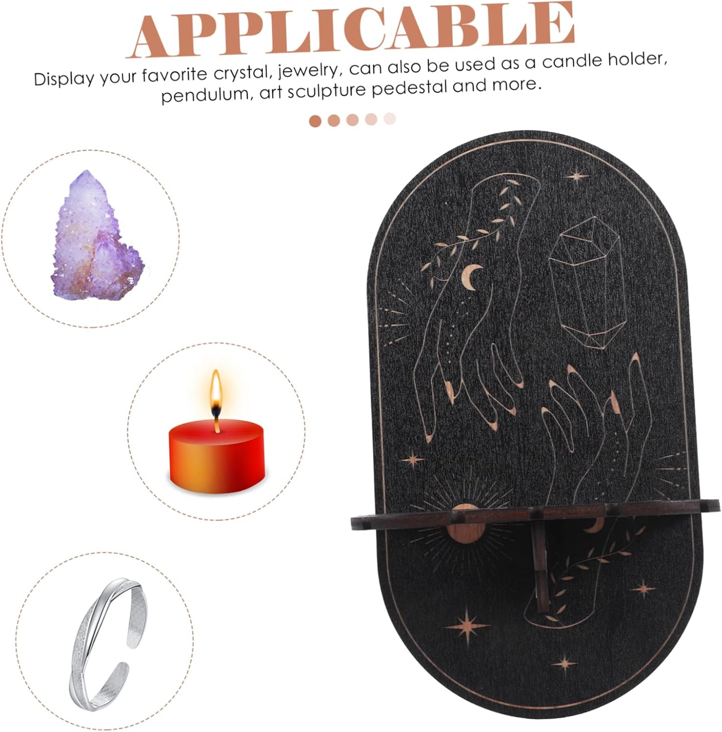 Boho Crystal Shelf Display Rack Action Figure Stand Bohemian Decorative Stand Wall-Mounted Jewelry Holder image number 5