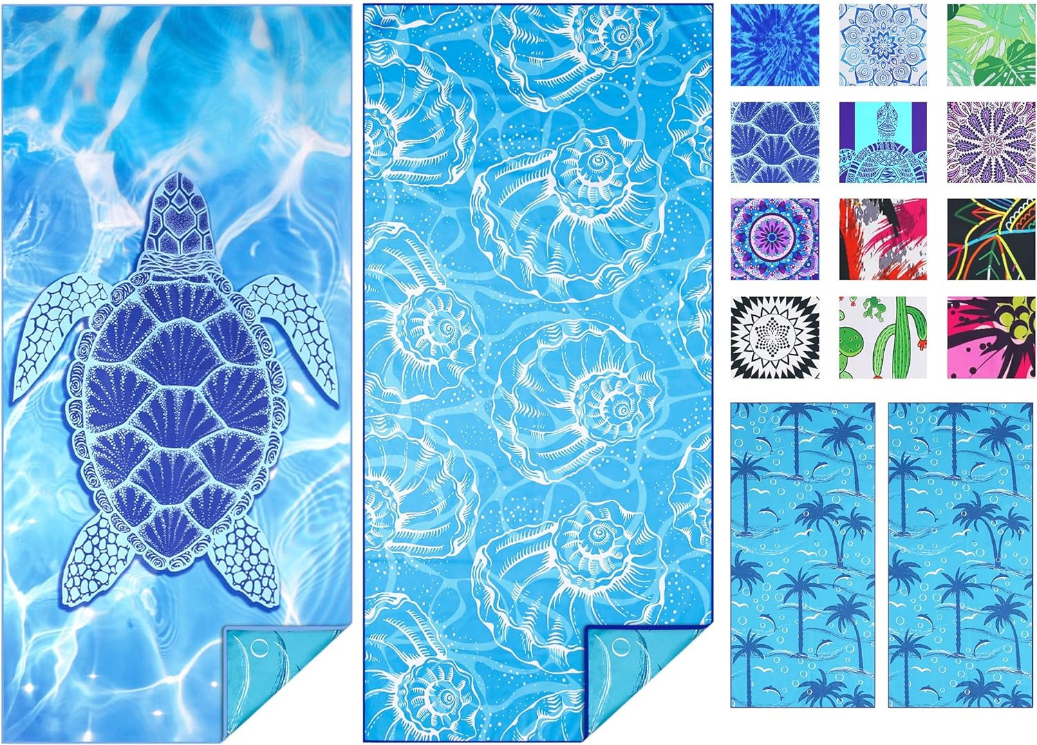 2 Pack Microfiber Lightweight Thin Beach Towel 180X80Cm Extra Large Sand Free Towels for Adult Quick Dry Travel Beach Accessories Vacation Essential Gift