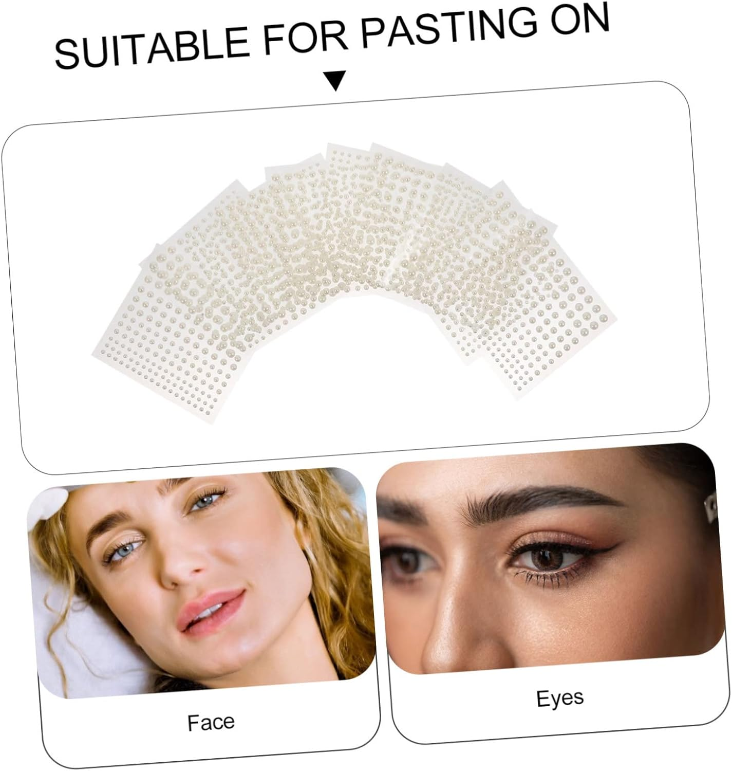 SEWOART Pearl Decoration Stickers DIY Mini Pearl Stickers for Women Face Beauty Crafts 10 Sheets image number 4