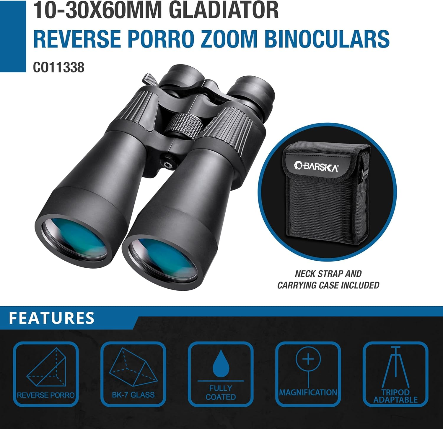 BARSKA Colorado Reverse Porro Zoom Binoculars image number 1