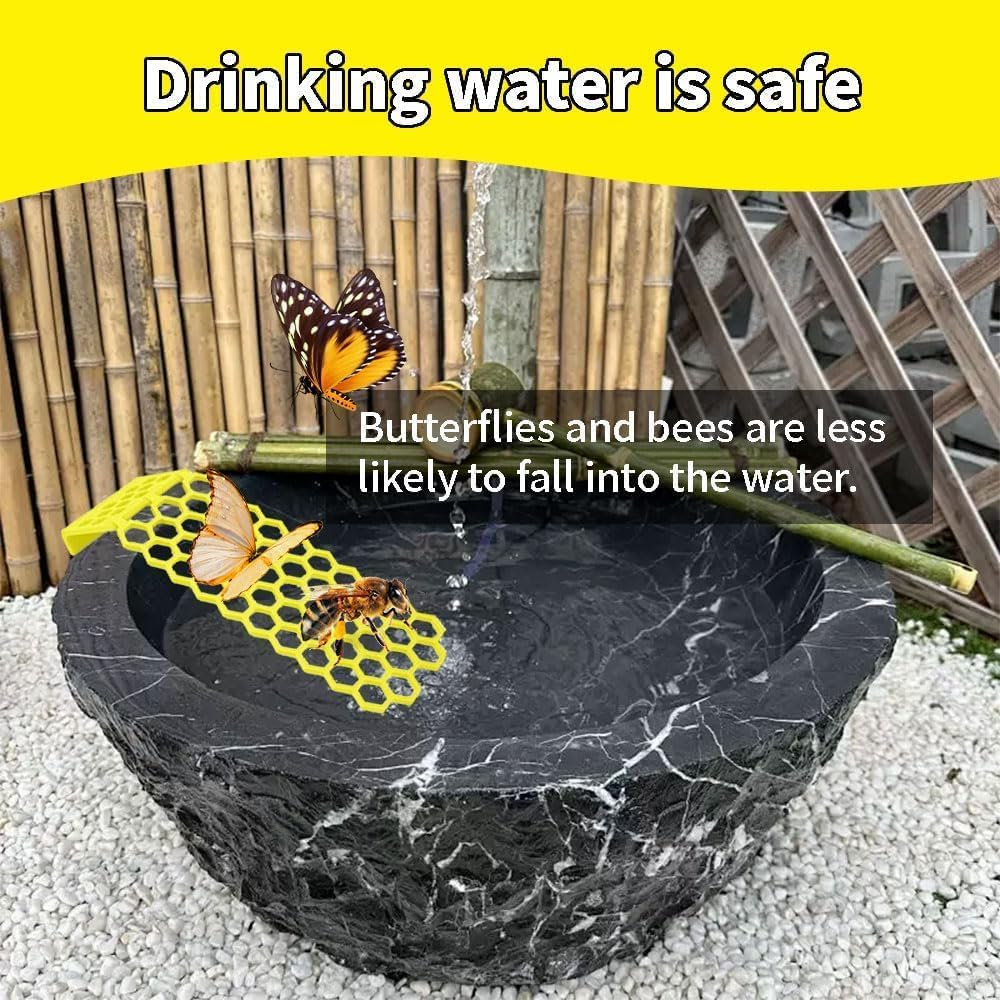 2 Pack Floating Bee Ladder Use for Bee Cups for Garden, Bee Insect Waterer Outdoors,Bee Butterfly Floating Ladder Drink Water Stations,Bee Water Catcher for Thirsty Pollinators (Yellow+White) image number 4