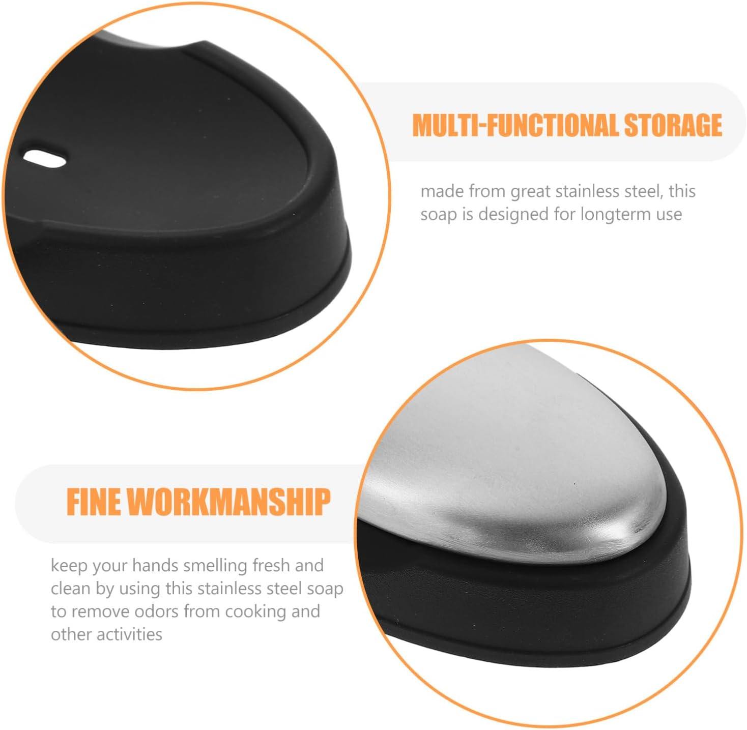 LABRIMP Stainless Steel Soap Bar Odor Remover for Kitchen Fish Smell Shaped Soap Reusable Odor Absorber for Hands image number 2