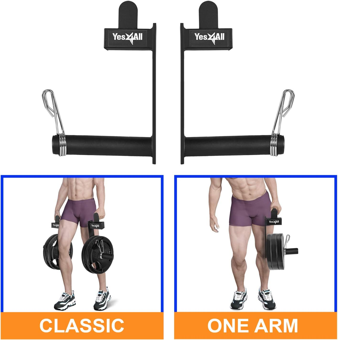 Yes4All Farmer Walk Handles for Grip Strength & Body Building Workouts (Pair) image number 3