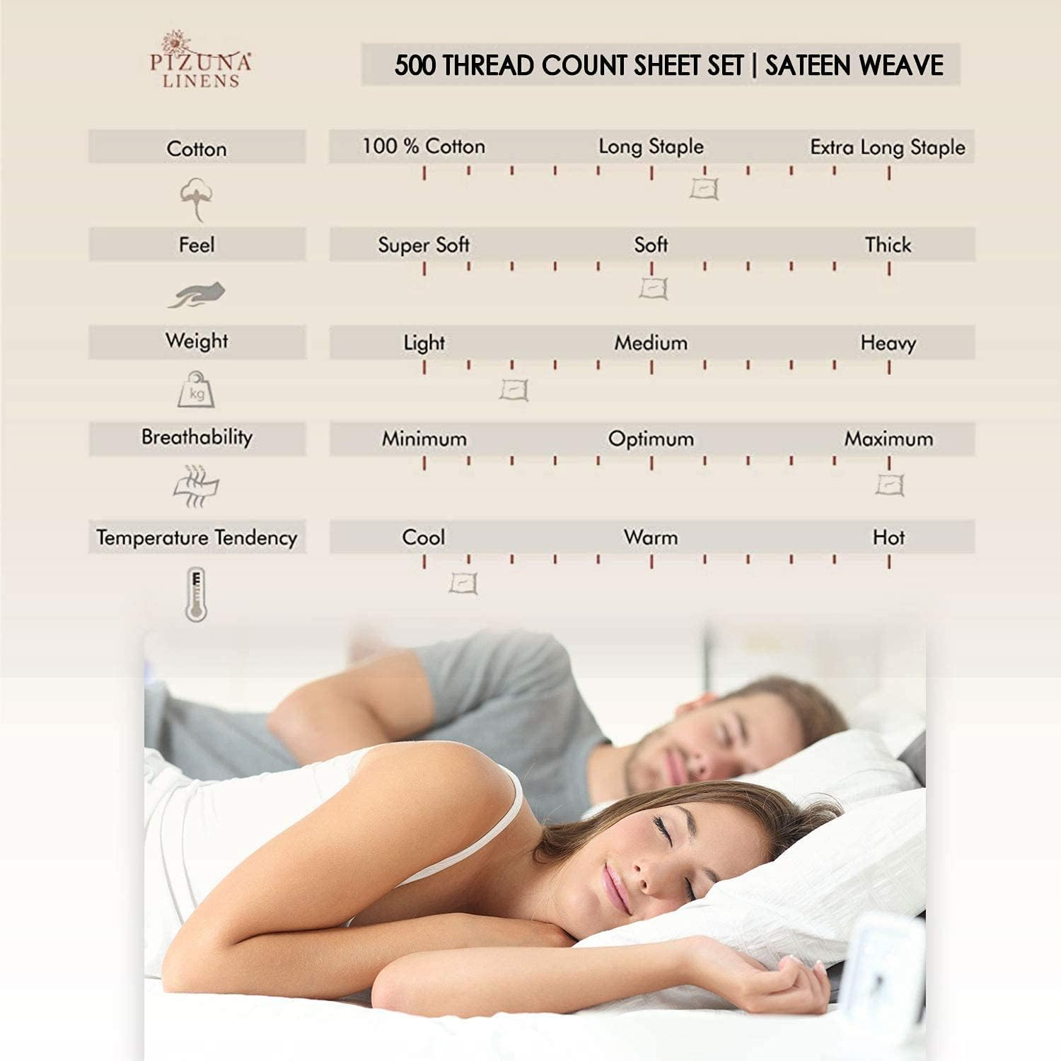 Pizuna Cotton Super King Fitted Sheet, 500 Thread Count 100% Combed Cotton Sateen Weave Superking Fitted Sheet with Extra Deep Pocket Fits Upto 40 Cm (Antique Silver Fitted Sheet - 1 PC) image number 4