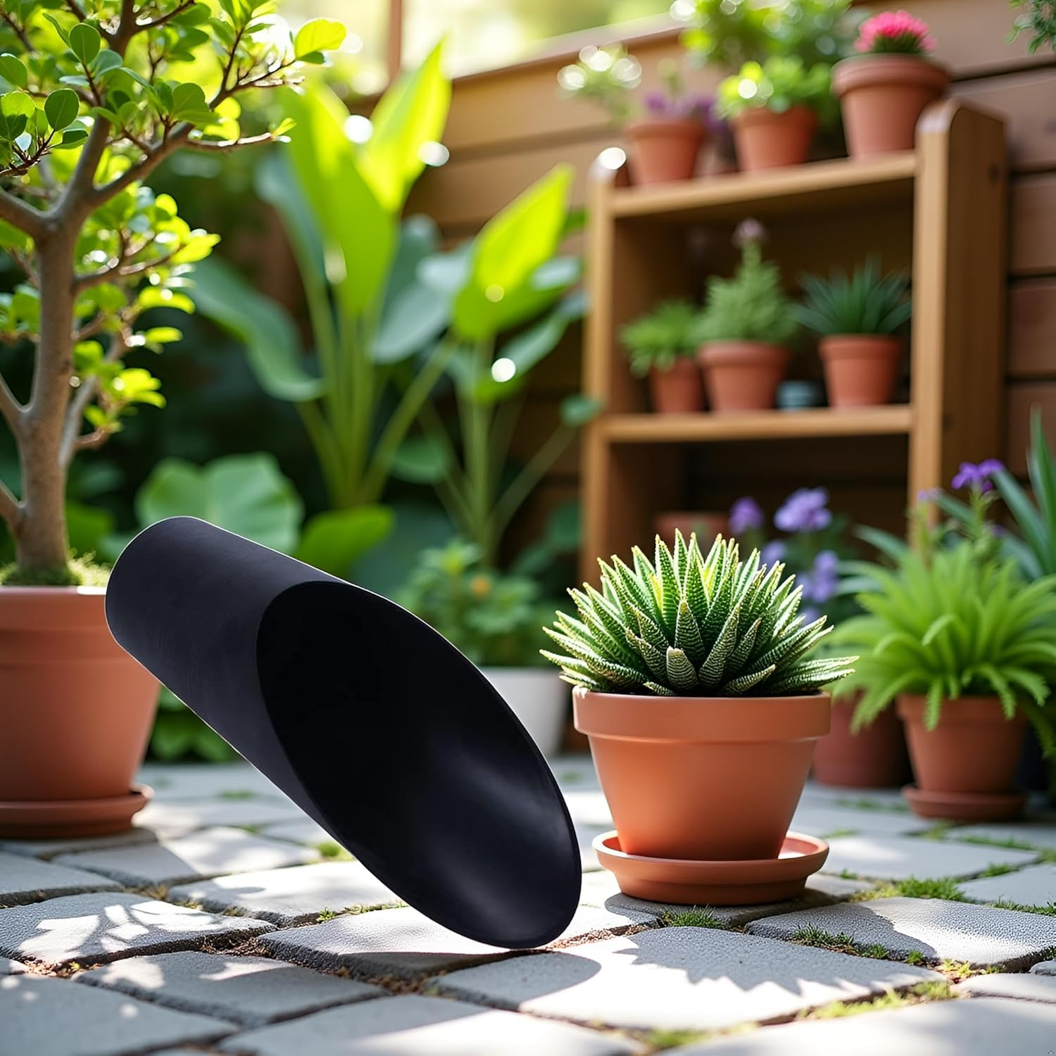 Black Plastic Bonsai Soil Scoops, Potting Bucket Soil Scoop Shovel, Colorful Gardening Tools for Flower Planting, Bonsai, Potting, Succulent, Indoor image number 1
