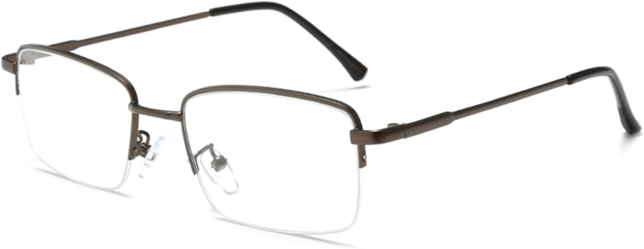 LJCZKA Half Frame Blue Light Blocking Glasses for Men Women, Rectangular Semi Rimless Blue Light Glasses for Anti-Fatigue and Eyestrain