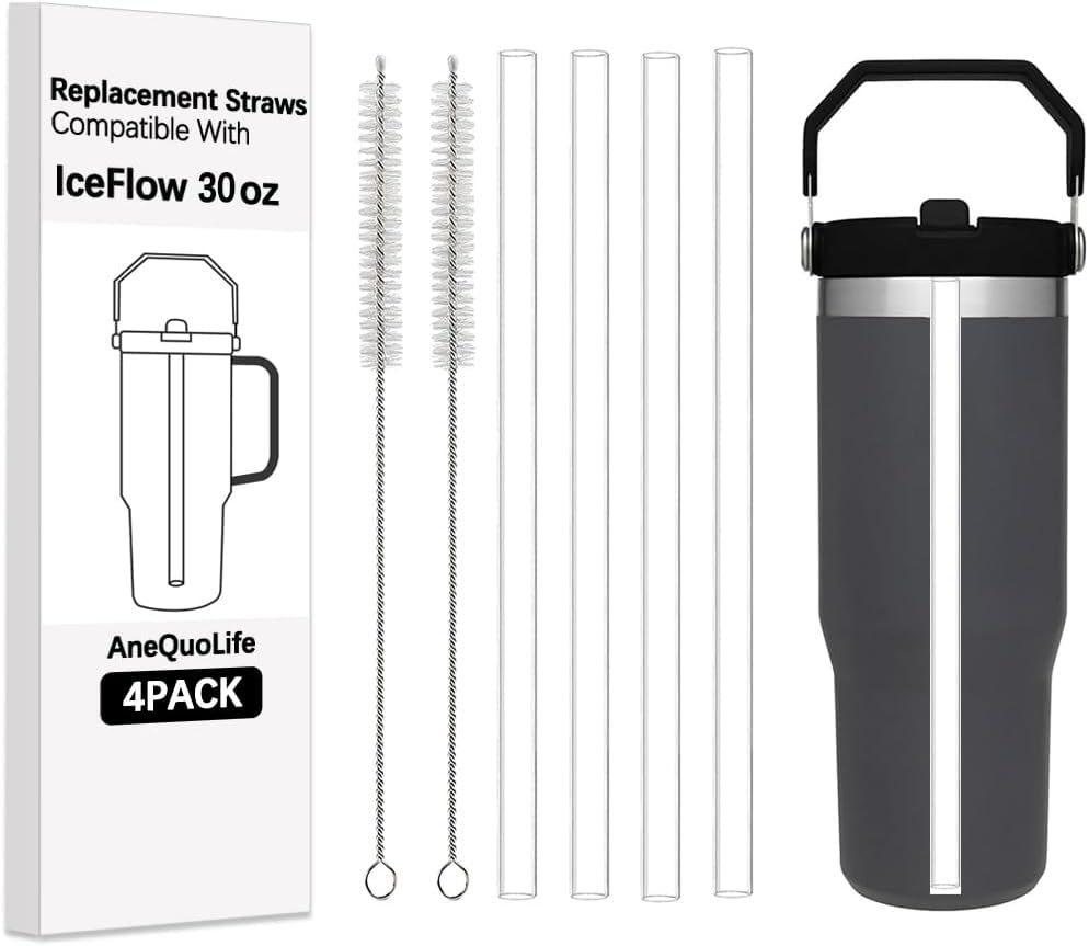 Clear Straws for Stanley 30Oz Ice Flow Flip Cup - 4 Pack with 2 Brushes, Replacement Straws for Stanley Cups, Perfect Fit for Ice Flow 30Oz Original Lid image number 3