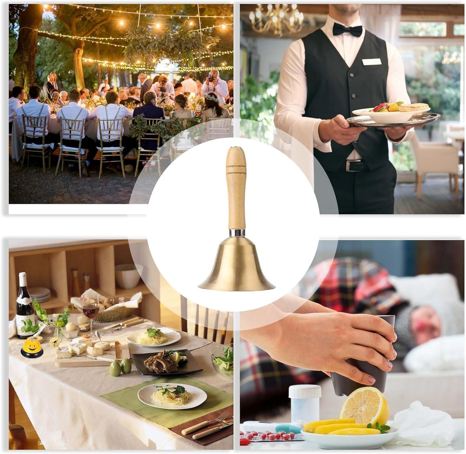 Super Loud Brass Hand Bell with Wooden Handle,Ling-Luo 3.15 Inch Call Bell for Kids and Adults, Perfect for Weddings, Christmas, School, Service, Games, Pet Training, Alarm or Dinner Bell image number 5