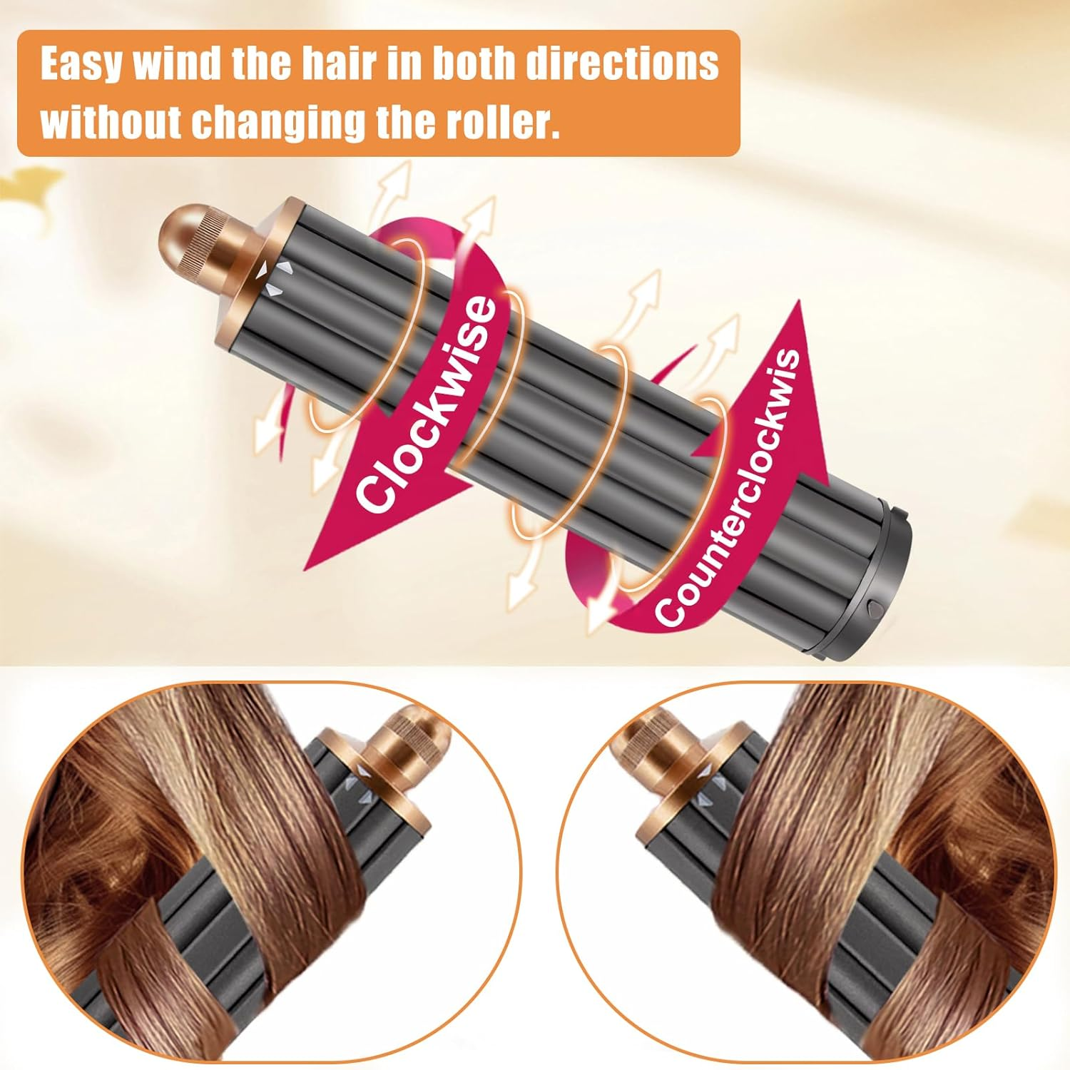 ODASHEN 40MM/1.6 Inch Long Hair Curling Barrels for Airwrap HS05 HS01 Attachment Parts, Cylinder Self-Curling Hair Styler Tool