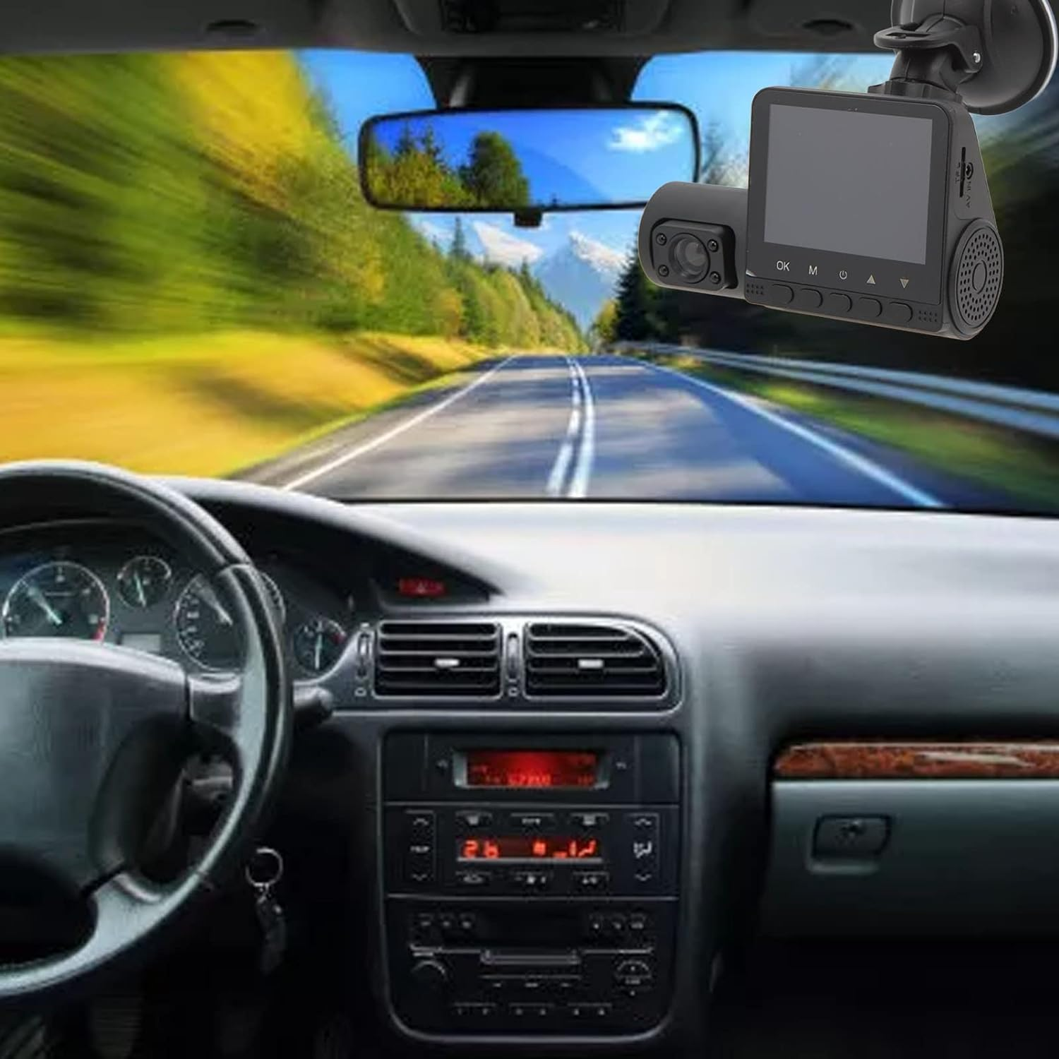 3 Channel Dash Cam Front Rear Inside, High Definition in Car Rear Cameras, Night Vision Dashcam with 170&deg; Front Wide Angle Camera for Driver Travelling Photographer image number 4
