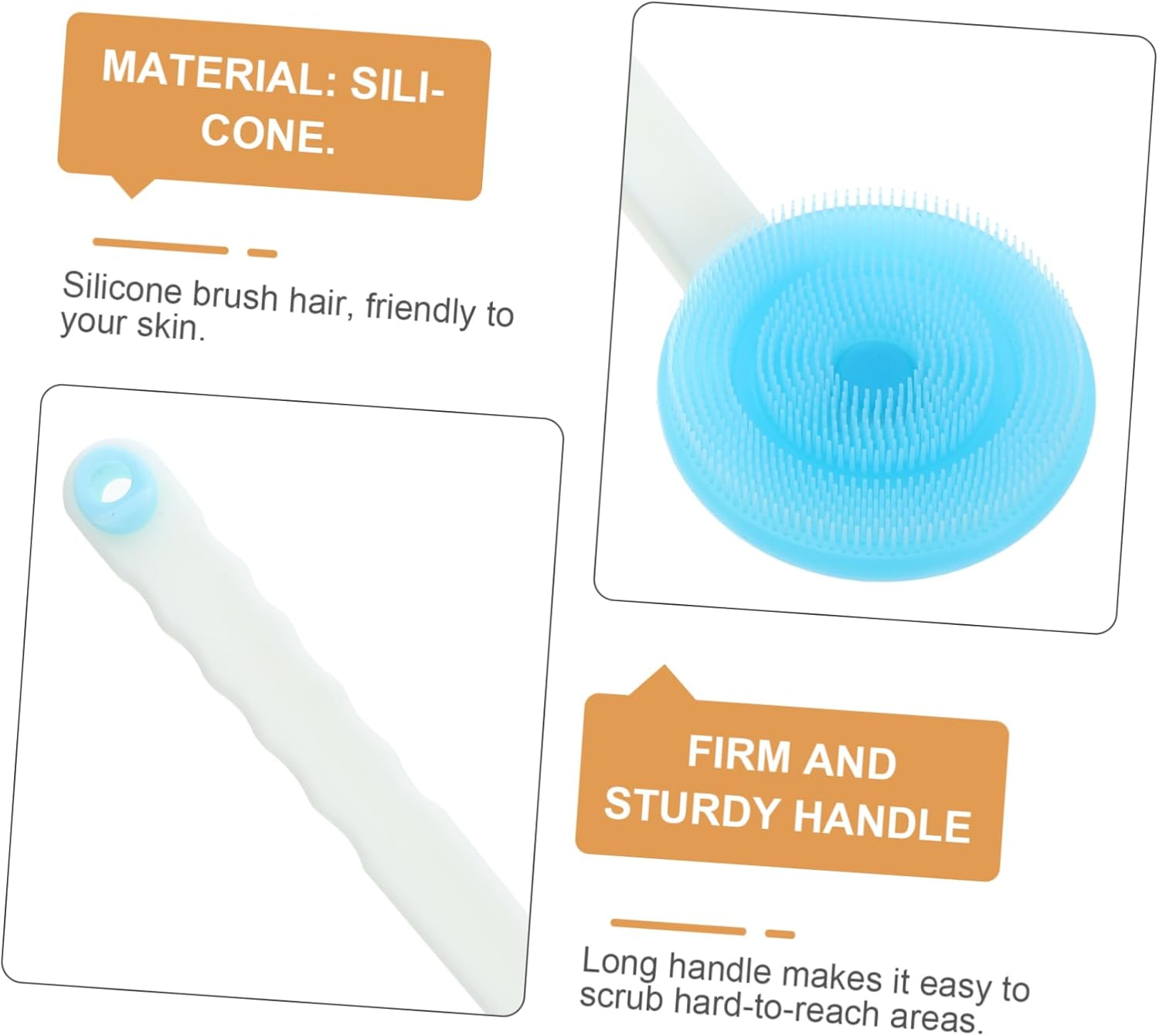 HAPINARY Shower Brush Long Handle Brush anti Bath Silicone Bath 360 Degree Rotary Deep Rub image number 1