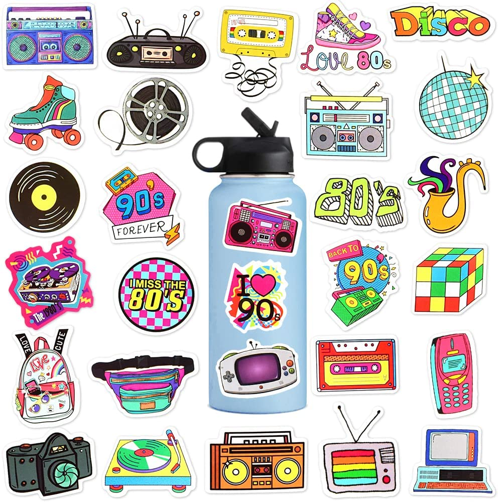70Pcs 80S 90S Stickers Retro 90S Stickers for Water Bottles 80S 90S Party Decorations Nostalgia Gifts for Adults Waterproof Stickers Packs image number 5