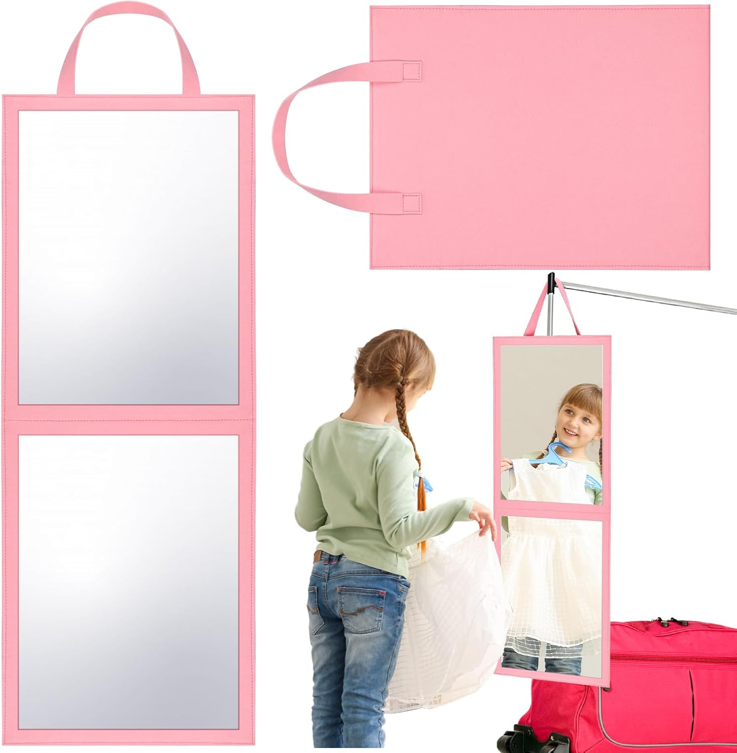 Glikceil Travel Hanging Mirror Full Length for Dance Bag Foldable Backstage Mirror for Dancers Artists Aestheticians Home Spa Dance Competition Must Haves(Purple,33.5" X 13.4")