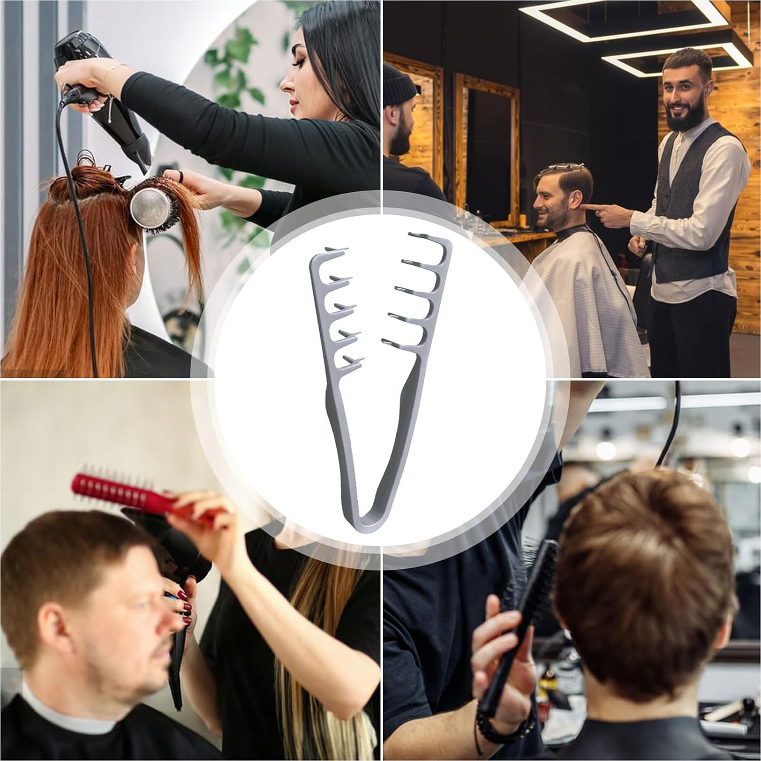 Texture Comb, Volumizing Wide-Tooth Hair Styling Comb, Wide Tooth Detanglers, Foundation Capacity Apparatus Lift, Seamless Design, Bangs Seam Grooming Accessory for Women Men - Gray image number 3