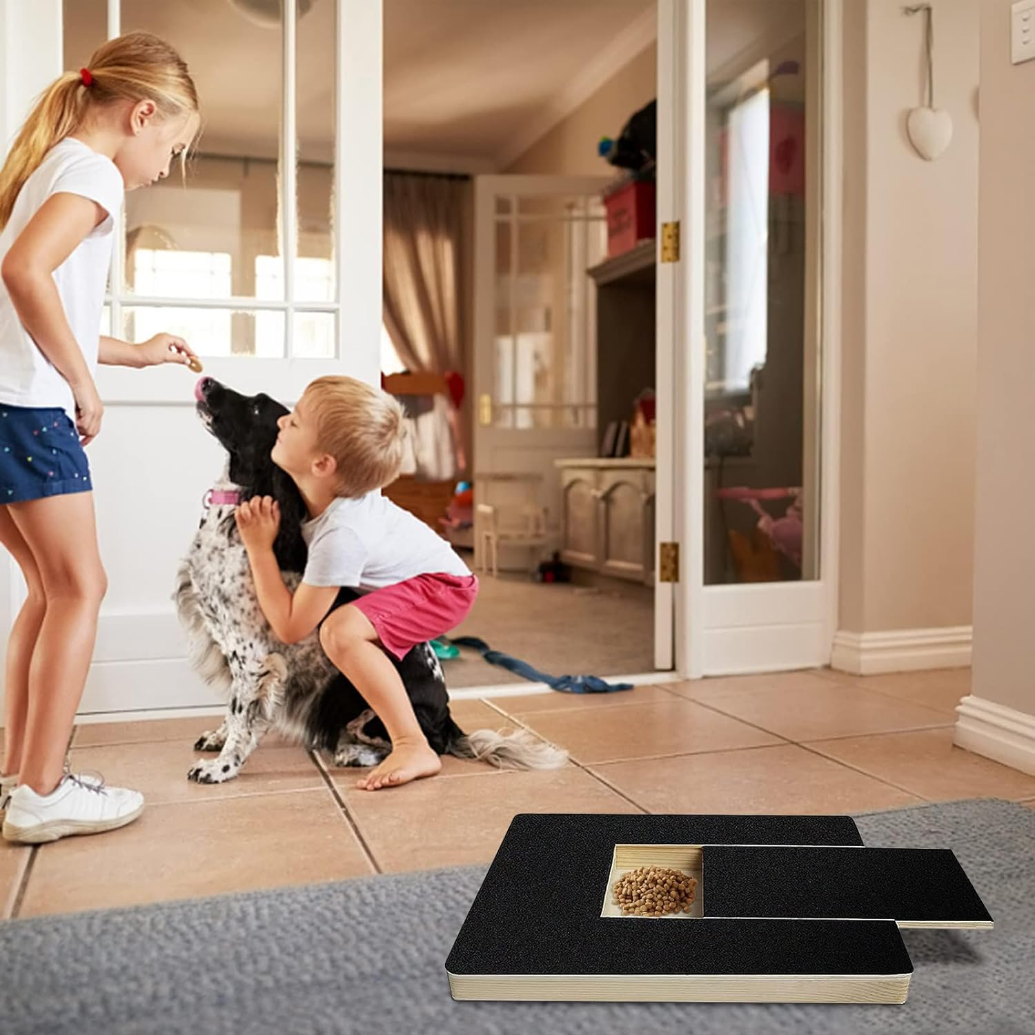 Dog Scratch Pad for Nails，Scratch Mat Comes with 2 Replacement Sandpaper Sheets， with Built-In Snack Box Scratch Mat Dog，Dog Nail File Scratch Board Suitable for Sensitive Small and Medium-Sized Dogs image number 3