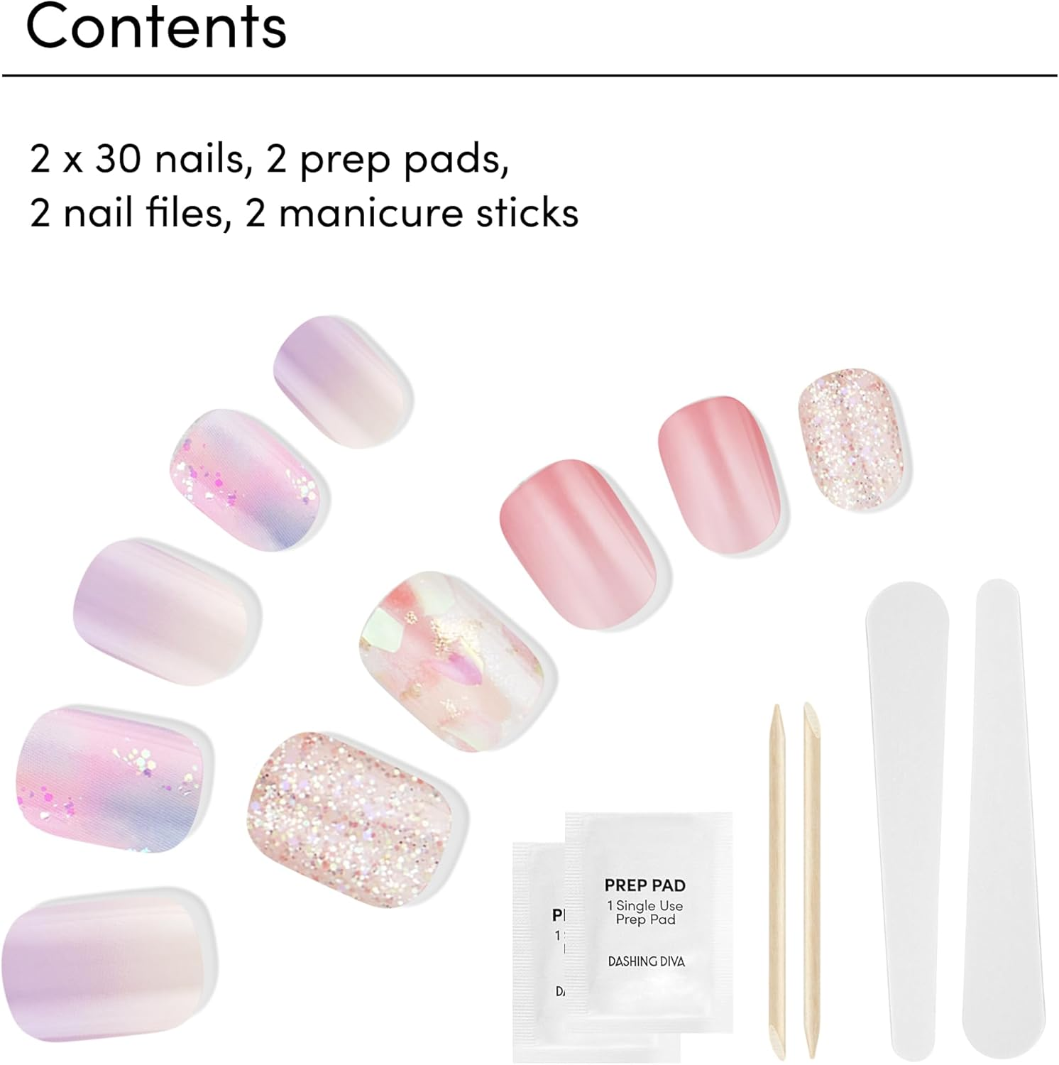 Dashing Diva Magic Press Nail Bundle - Dreaming in Pastel Collection - Short Square Press on Nails - Pink Passion & Inner Peace - Long Lasting Gel - Lasts up to 7 Days - 2 Sets - The Dreaming In Pastel Collection image number 6