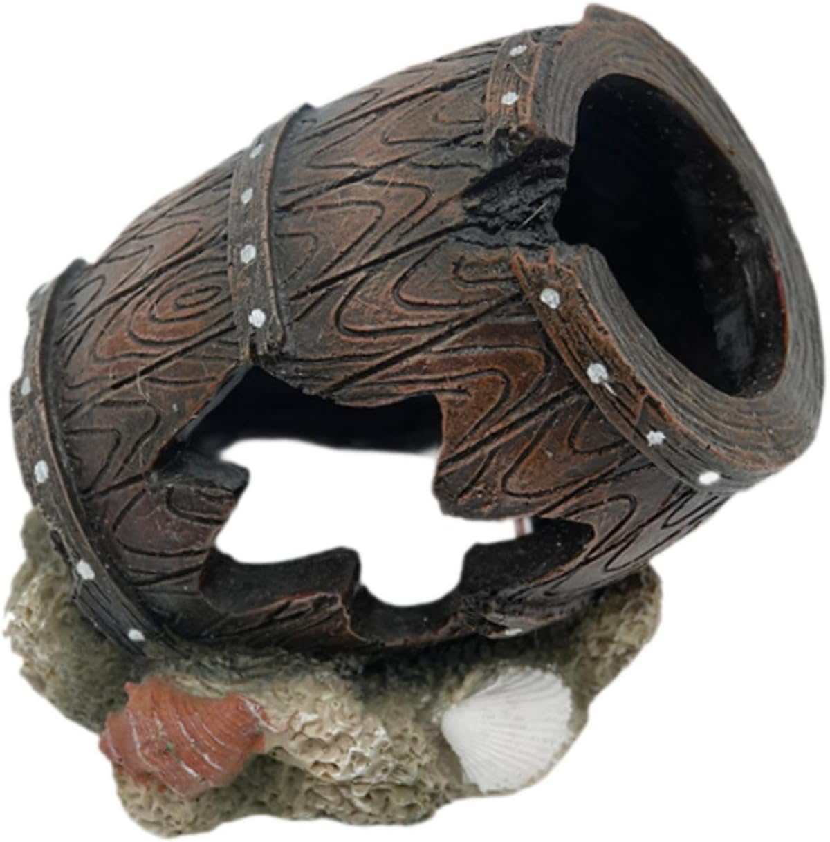 Leefasy Fish Tank Decoration Rock Cave House Landscaping Figurine Aquarium Hideaway Barrel Hideout Fish Tank Ornament Broken Barrel image number 3