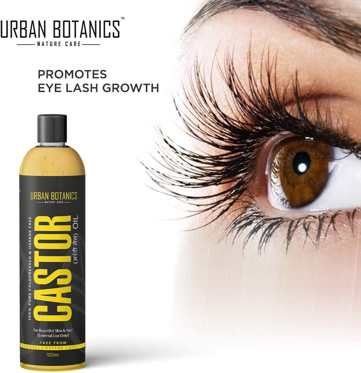 Urbanbotanics&reg; Cold Pressed Castor Oil for Hair Growth, Skin Care, Moisturising Dry Skin, Nails, Eyelash - Virgin Grade - 100Ml image number 2