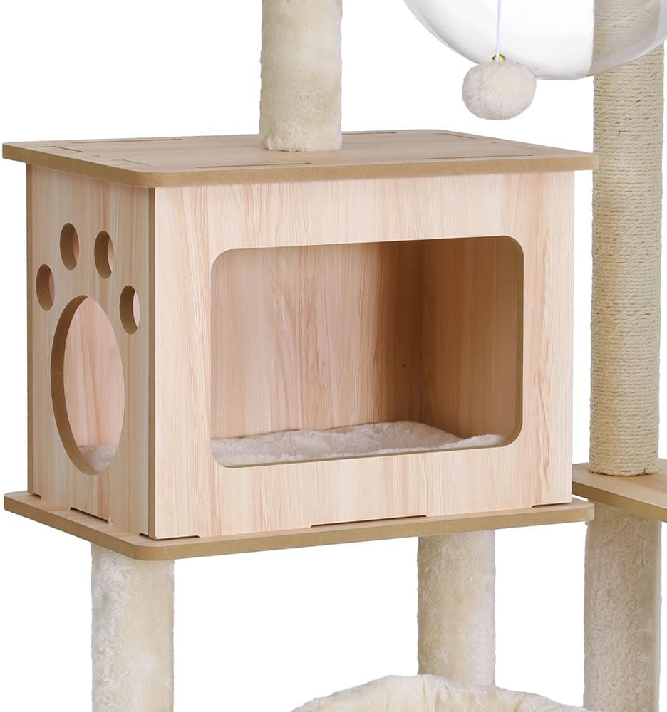 I.Pet Cat Tree Tower Scratching Post Scratcher 142Cm Wood Bed Condo House