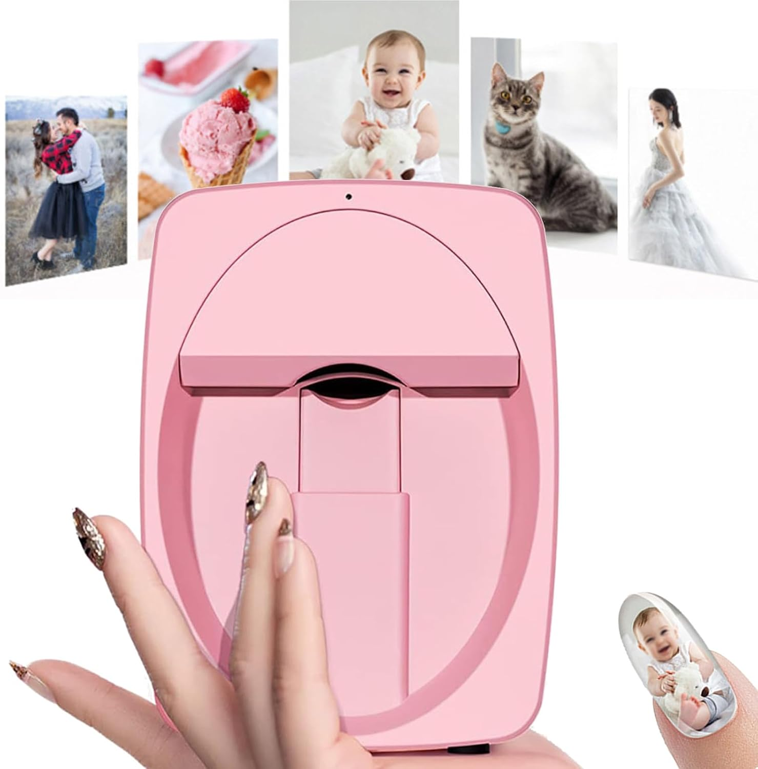 Mini Portable Nail Painting Machine,Digital Mobile Nail Art Printer,Smart Phone Control Wireless Wifi Signal,Smart 3D Nail Art Printer,Rosegold