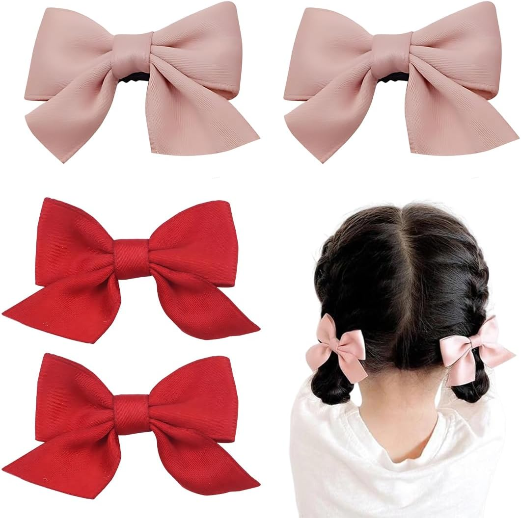FIMWOLZ 2 Pairs Bow Hair Clips Hair Clips Hair Bows Girls Non-Slip Crocodile Hair Clips Hair Accessories Fashion Girls Hair Accessories Women Christmas Wedding Birthday