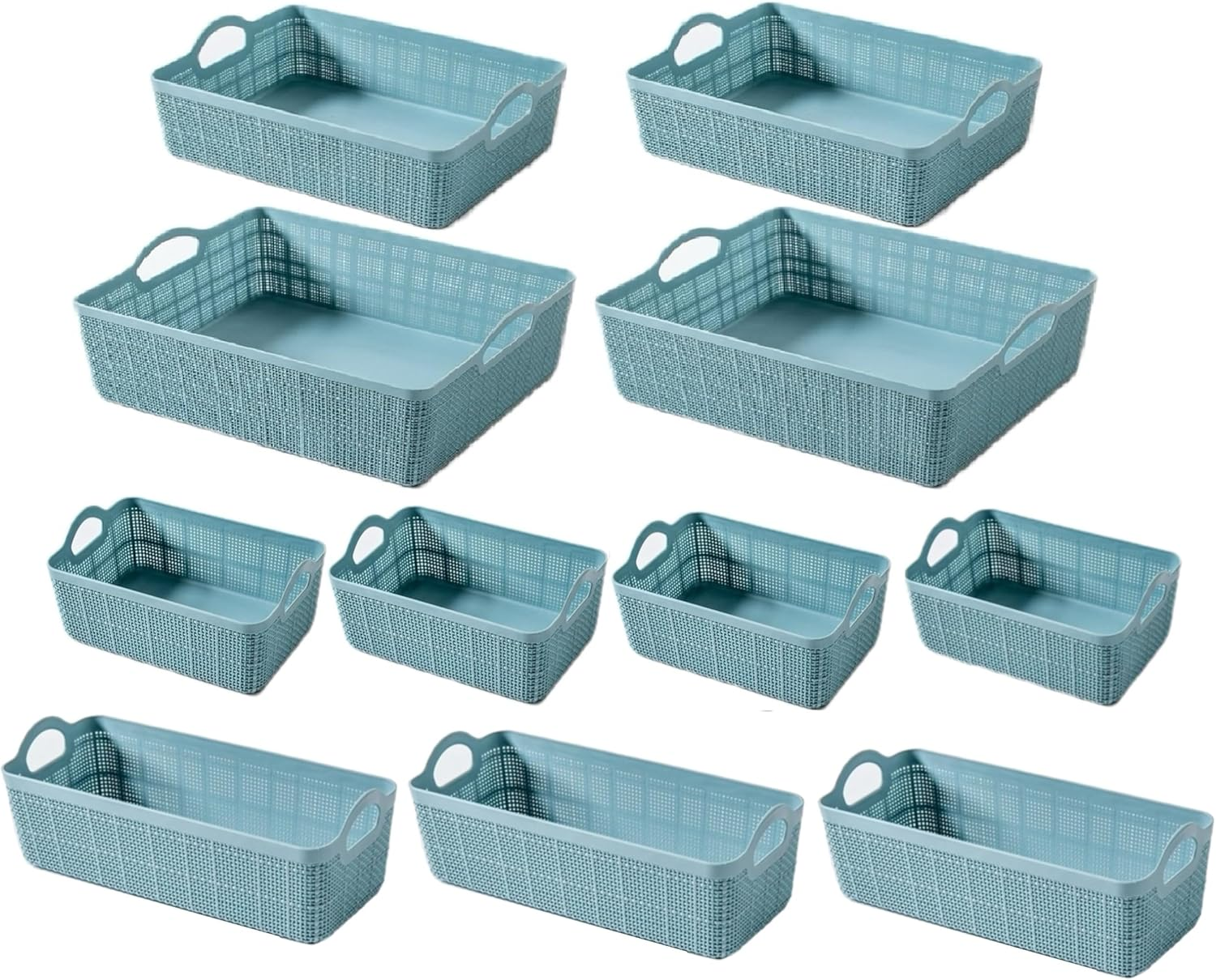 11 PCS 4-Size Plastic Storage Bins and Baskets for Efficient Home Classroom Organization Small Containers for Kitchen, Cupboard Box, and Bathroom Organizer on Shelves and Tubs (Blue) image number 1