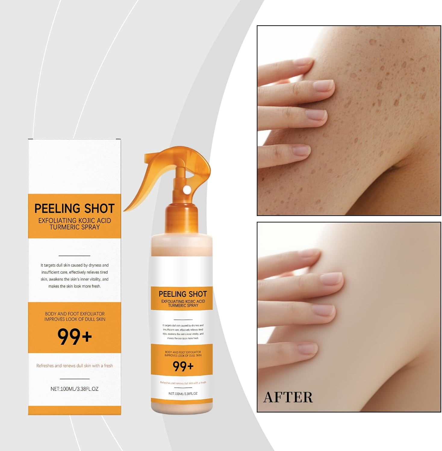 Peel Shot Keratin Care Kojic Acid Turmeric Spray, Exfoliating Brightening, Moisturizes and Smoothes Skin, Gentle Body Care for Smooth, Niacinamide for Face & Body - All Skin Types (3PCS) - 1Pcs image number 3