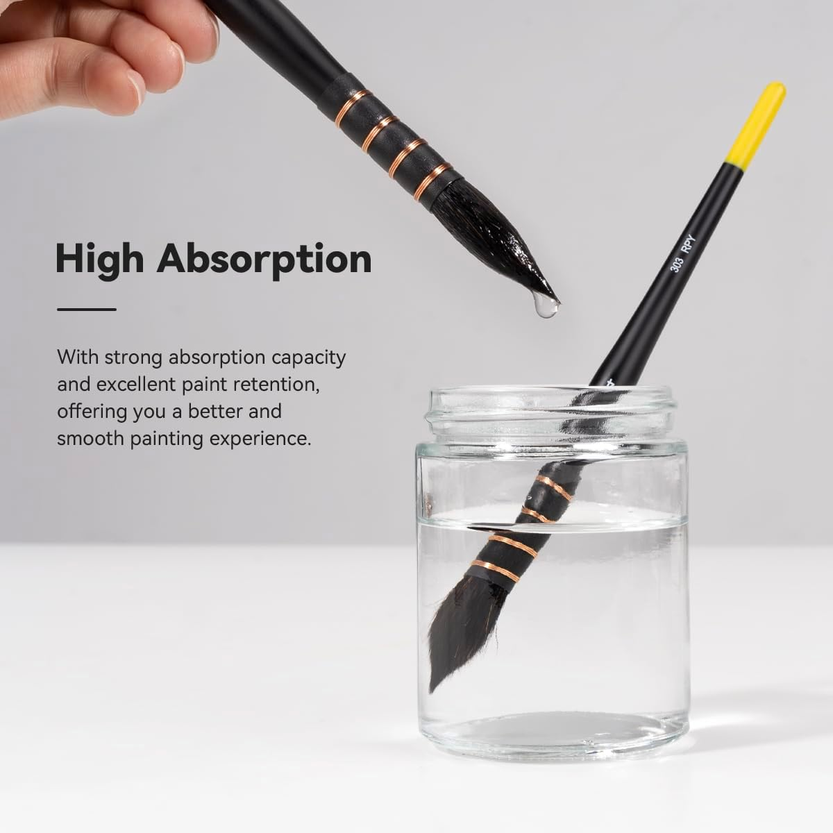 Lightwish Squirrel Watercolour Brushes Set, Paint Brushes Kit for Artists, Adults, and Hobbists, Pointed round Mop Brush for Watercolour Paint, Gouache,4 Pcs image number 2