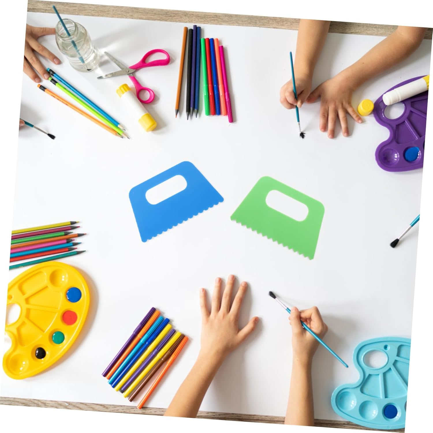 Kisangel 4Pcs Boys and Girls Painting Scraper and Diy Painting Brush Set for Children Preschool Art Drawing Tools Plastic Colorful Scrapers for Creative Drawing and Graffiti Random Color image number 5