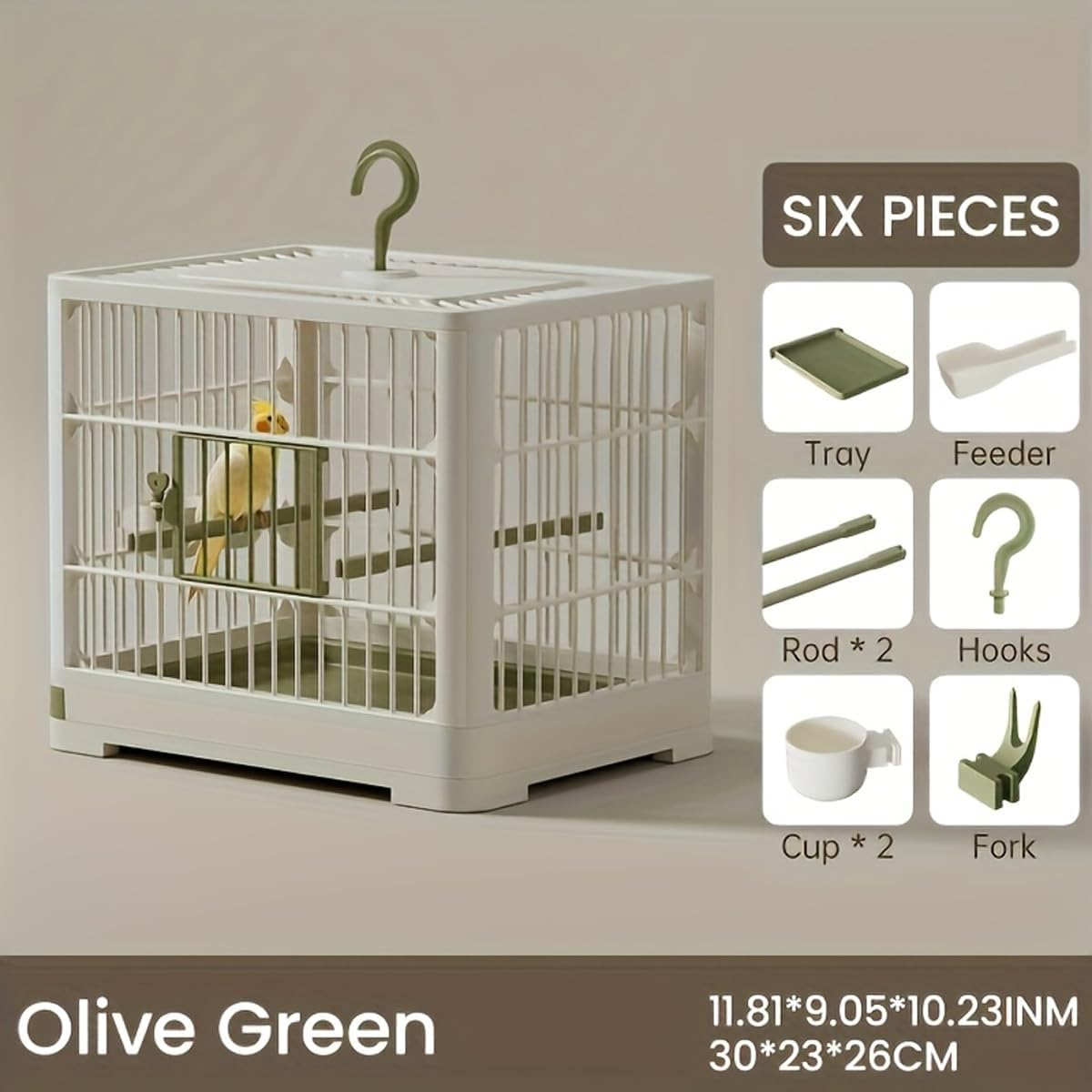 AIMALL Portable Bird Cage 11.81"X9.05"X10.23" ABS Parrot Carrier Cage with Feeder Perch Tray Lockable Door for Small Birds Parakeets Cockatiels Pigeons Travel Use image number 3