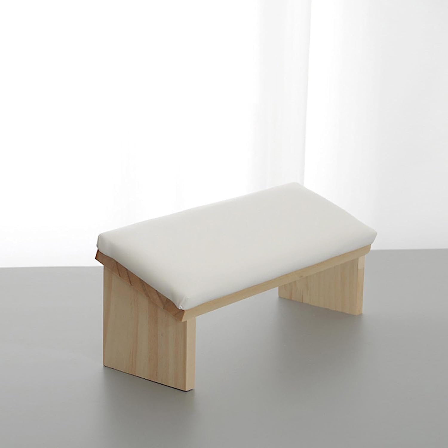 Nail Arm Rest,Wooden Leather Manicure Hand Rest in Bevel Design Comfortable Nail Polishing Arm Rest (White) image number 6