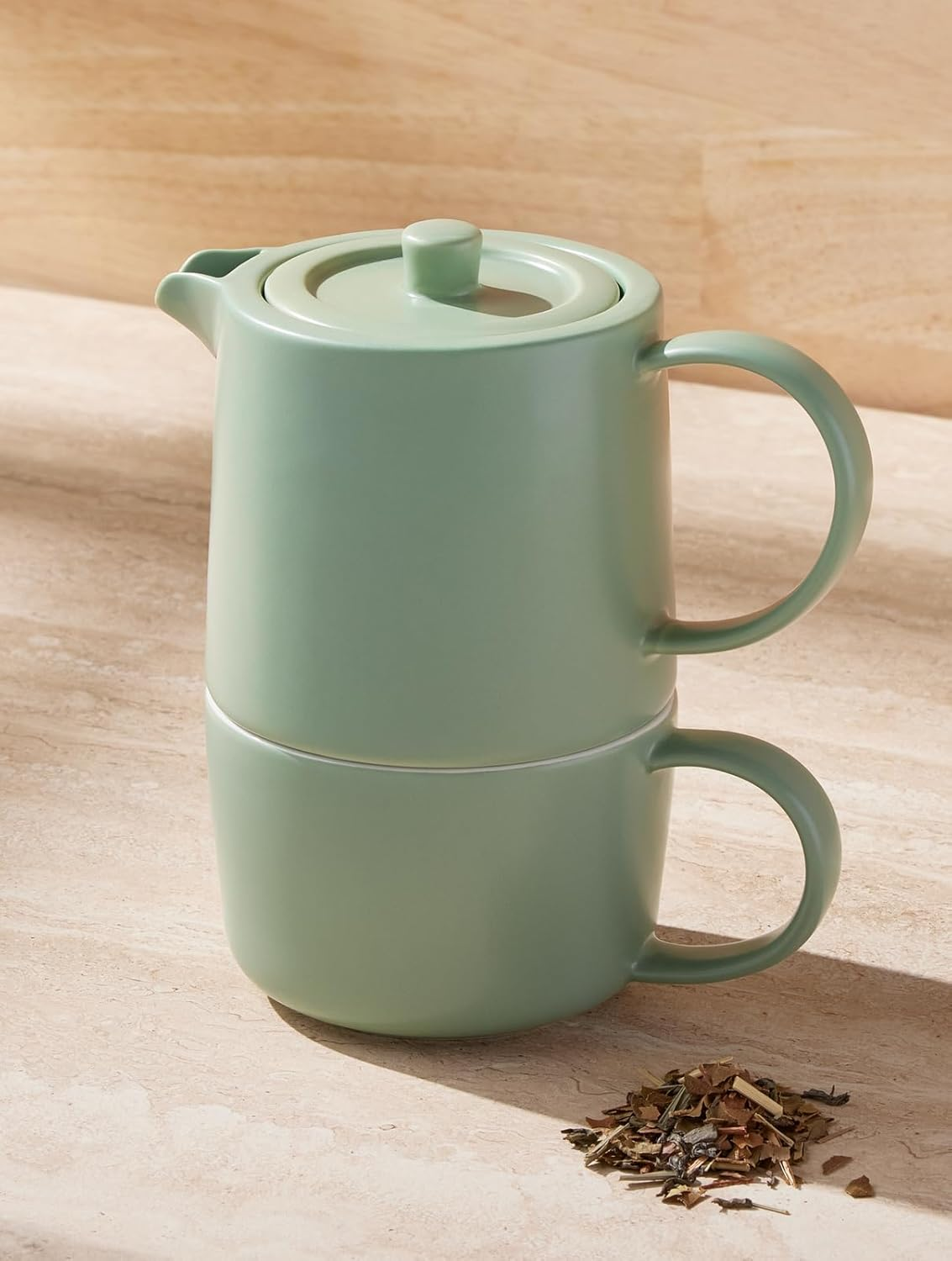 Maxwell & Williams Cafe Life Tea for One with Infuser 450ML Seafoam Gift Boxed