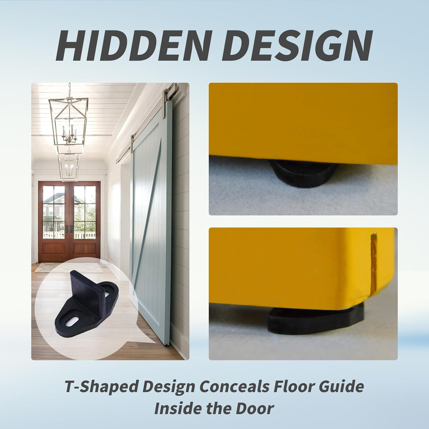 4Pack Black Floor Guide for Sliding Barn Door Hardware T Shape Guides Floor Mounted Easy Installation Bottom Track Guides for Barn Bypass Pocket and Closet Doors