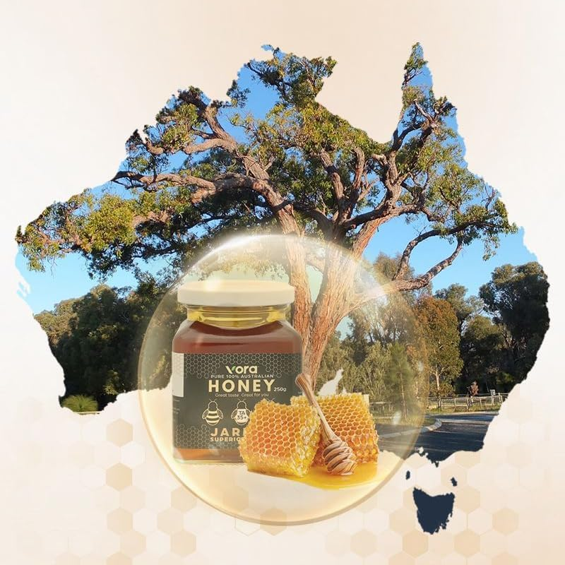 VORA Australian Jarrah Honey | Raw | Pure | Gmo-Free | TA35+ (Manuka Honey MGO Level 1200+) Premium Honey, Plastic Jar 250G image number 4