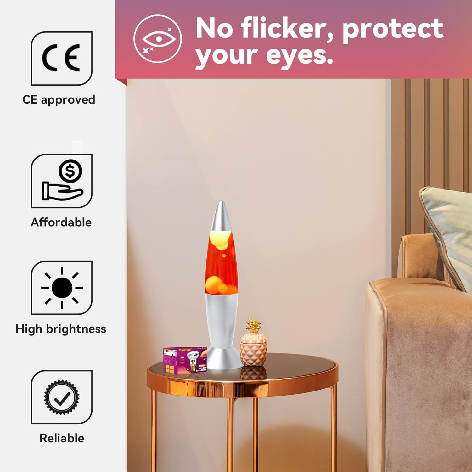 Bonlux R39 E14 Reflector Bulbs Spot Lights Lava Lamp 25W Super Bright Small Edison Screw Base SES Energy Saving Light Bulbs Warm White 2400-2600K 360 Degree Wide Beam Angle 240V Dimmable (4-Pack)