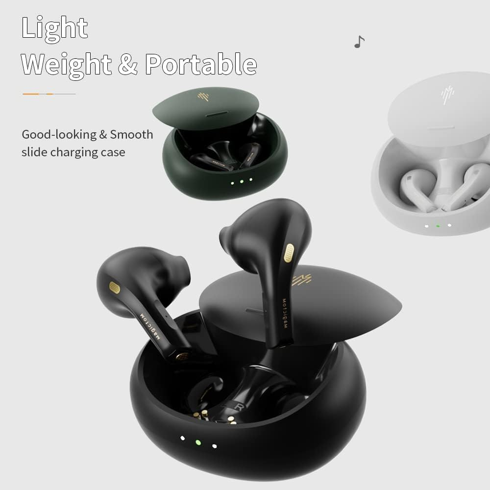 Half-In Ear Crystal Clear Stereo TWS Earphone Stable Signal ENC HD Calling True Wireless Earphone Low Power Consumption IP54 Waterproof TWS Earbud Exclusive Patented, 20Hrs Playtime (Blackgreen) image number 1