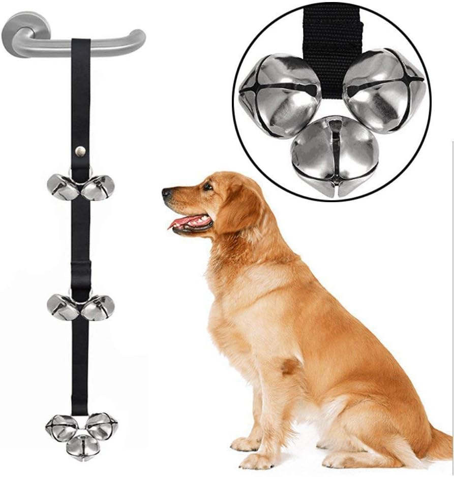Pet Doorbells - Efficient Potty Training Tool - Ideal for Housetraining Dogs -Dog Toilet Training Bell-Dog Out Bell (Black, One Size) image number 1