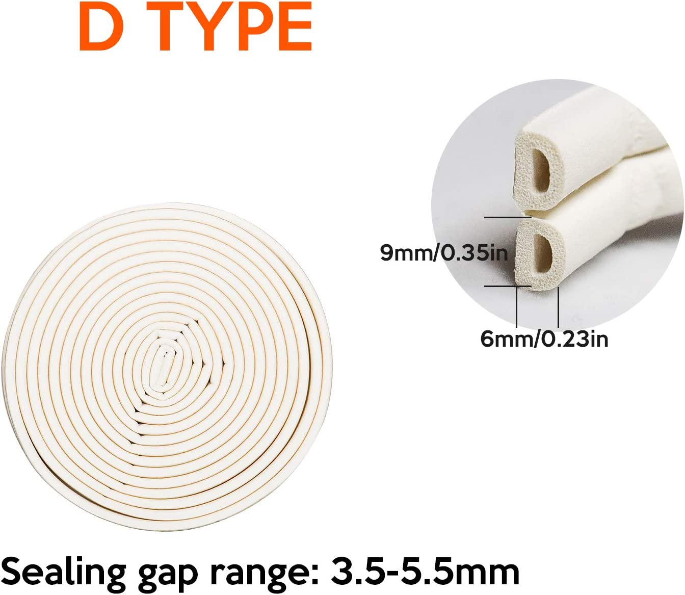 Valuehall Seal Strip 2 Rolls 65.6FT Self Adhesive Foam Window Seal Strip Weather Stripping for Doors and Windows Soundproofing Weatherstrip Collision Avoidance Rubber Gap Blocker V1A05 image number 2