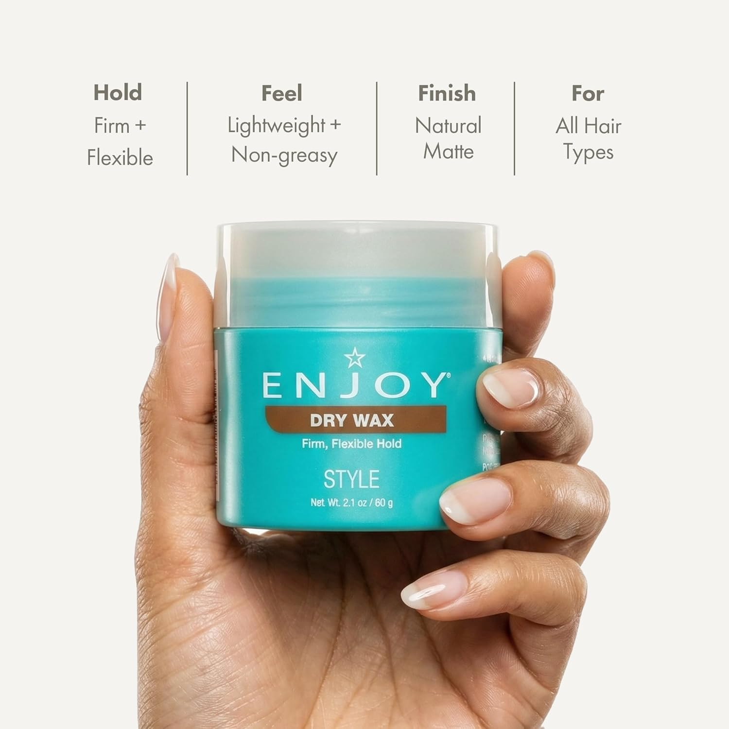 Enjoy Dry Wax - Non Greasy Pliable Texture Hair Wax - Firm Flexible Hold Natural Matte Finish (2.1 Oz) image number 3