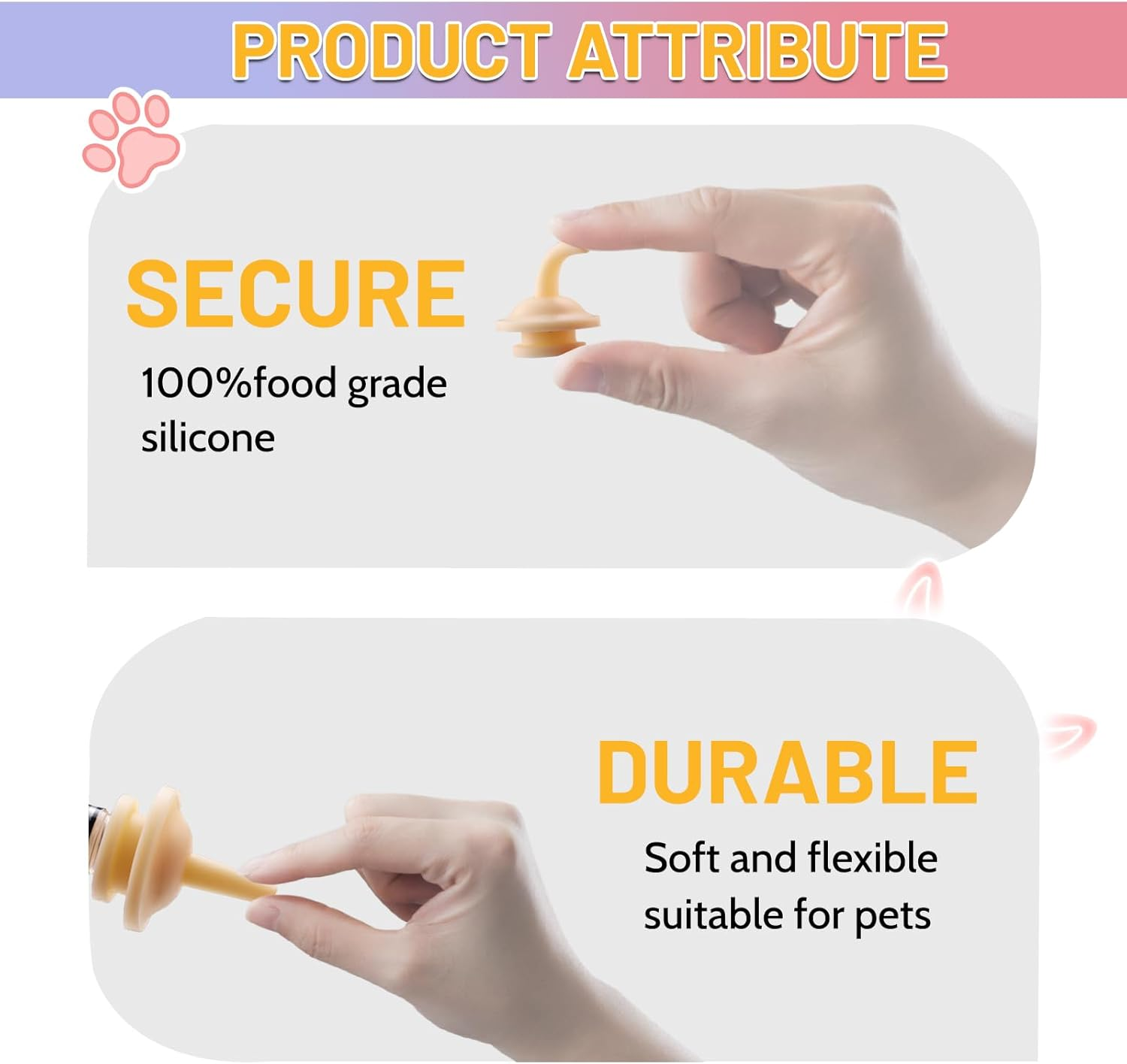14PCS Pet Miracle Nipple for Kittens, 4PCS Kitten Feeding Syringe, 10PCS Kitten Nipples for Feeding Cats, Dogs, Small Animals and Rabbits, Cat Toys image number 5