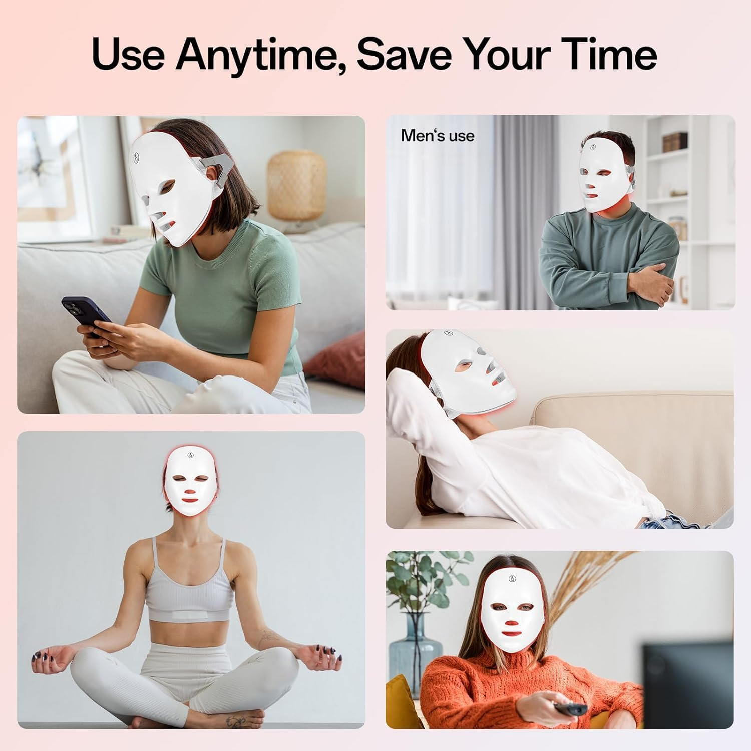 LED Face Mask &ndash; 7-Color Red Light Therapy Mask for Anti-Aging, Acne & Glowing Skin | At-Home Collagen Boosting Facial Device | Safe, Non-Invasive Skincare Treatment image number 6