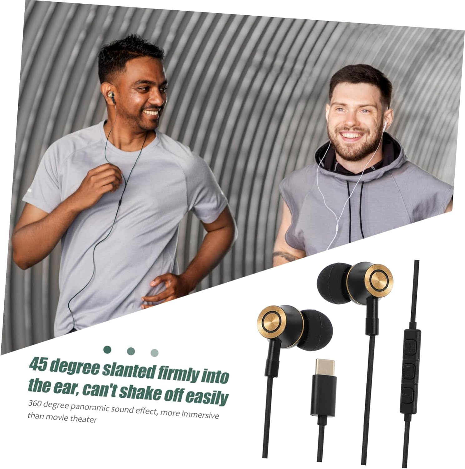 SEWACC USB C Earphones with Microphone and Volume Control, In-Ear Noise Cancelling Headset for Phone, Metal Wired Earbuds for Travel and Daily Use, Black image number 6